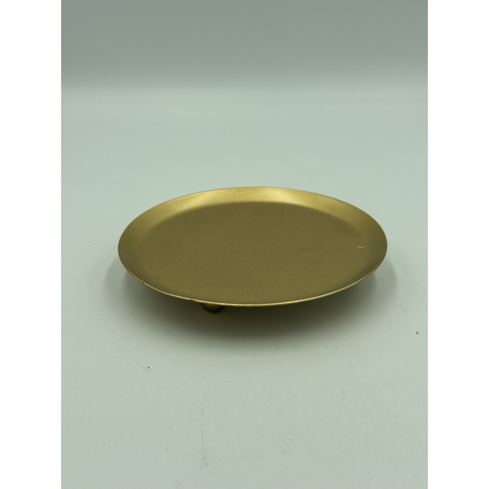 Gold Candle Holder Plate Iron Stand for Pillar Candles Home Table Decor